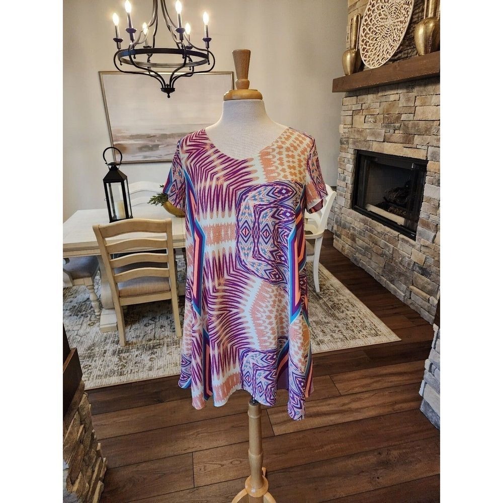 Buddy Love Boutique Geometric Artsy‎ Boho Colorful Print Dress Size Medium